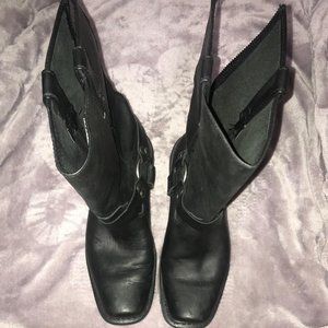 Men's Black Classic Harness Milwuakee Motorcycle Boots Size 10.5EE